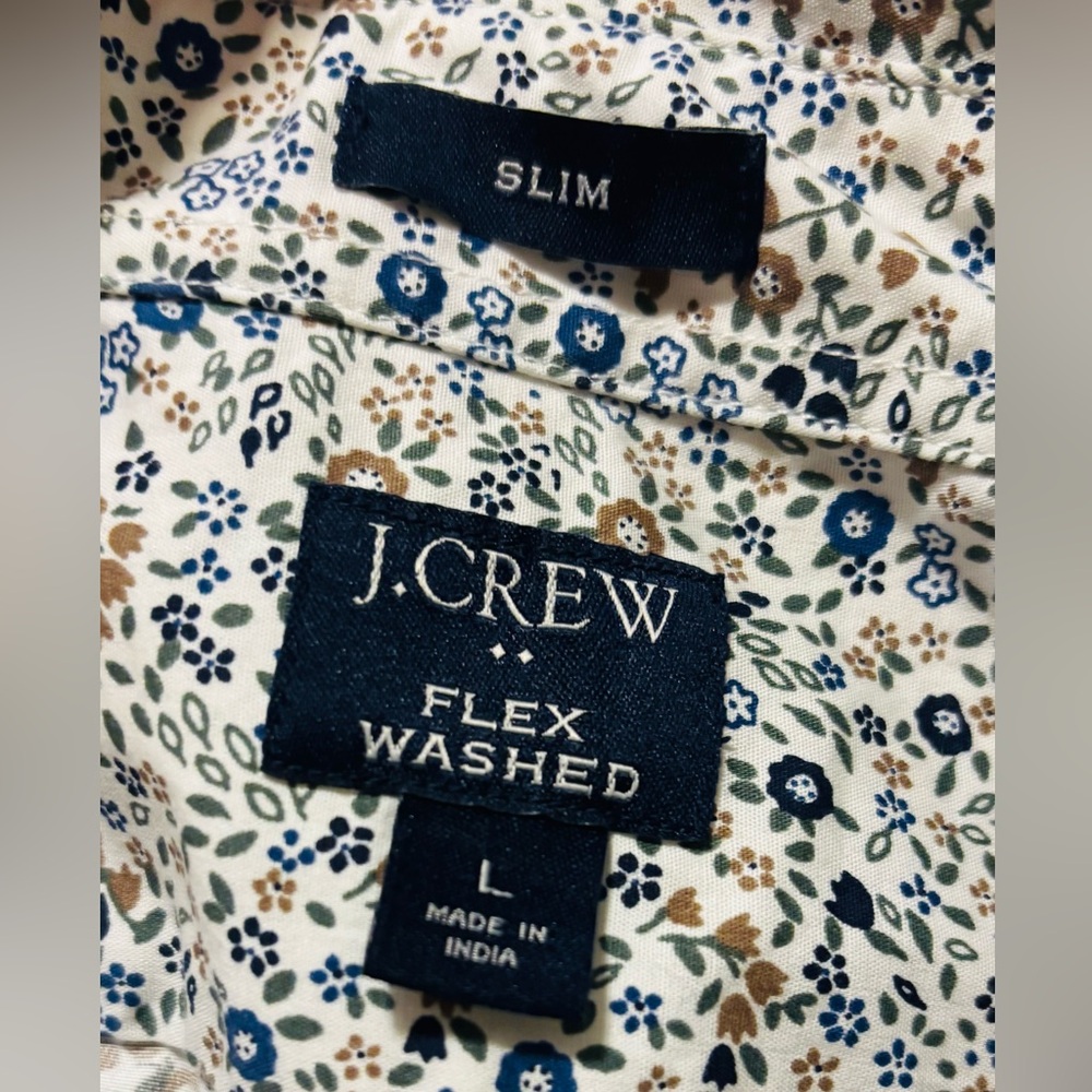 J. Crew slim flex casual shirt in white floral